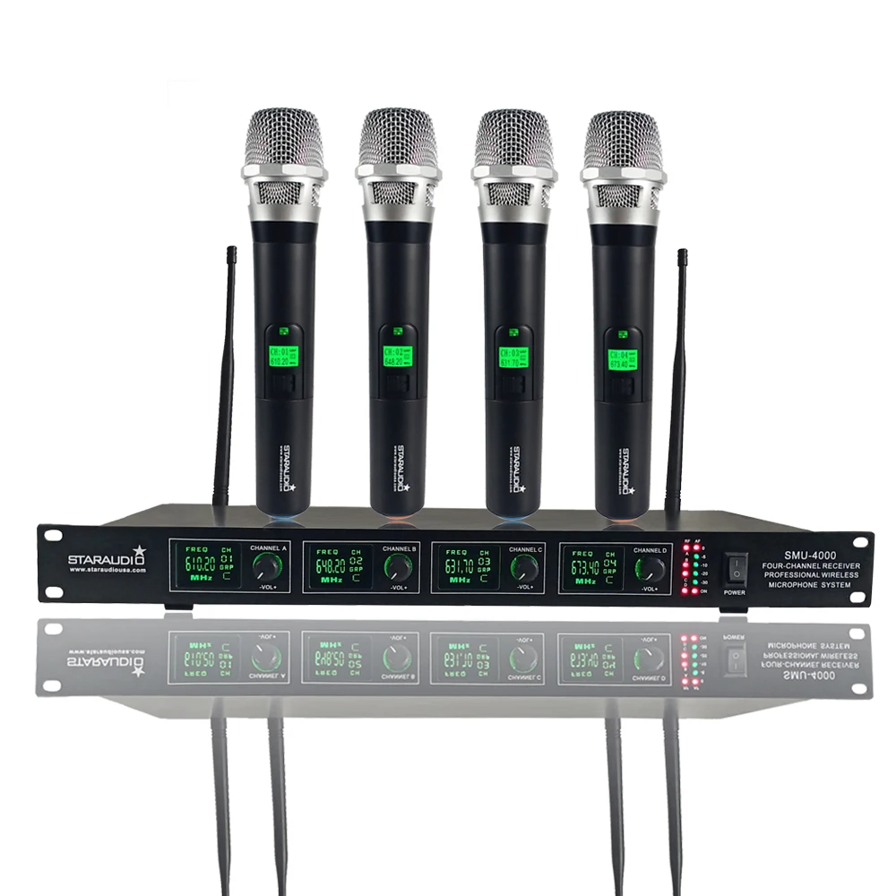 4 канальный UHF Беспроводной микрофон с приемником 4CH ручной Динамический