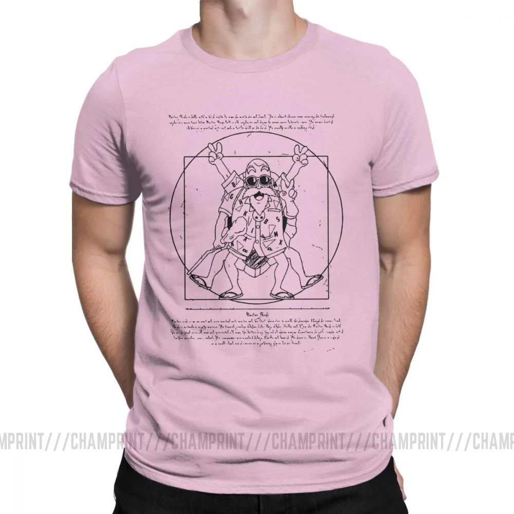 Мужская футболка Vitruvian Roshi Dragon Ball Z, забавная футболка из чистого хлопка с коротким рукавом, футболка Goku Super Saiyan Vegeta Dbz, футболка в стиле Харадзюку - Цвет: Розовый