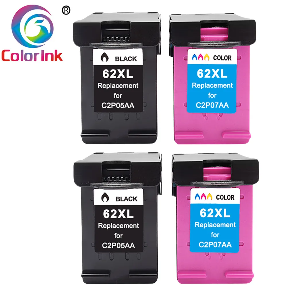 Сменный чернильный картридж ColoInk 62XL для hp 62 XL для hp 62 Envy 5640 OfficeJet 200 5540 5740 5542 7640 картриджи для принтеров - Цвет: 2BK 2Color