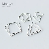 modian minimalist geometric square triangle real 100 925 sterling silver anti allergy stud earring for women girl fine jewelry