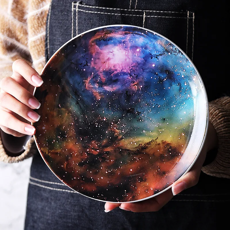 Звездная керамическая тарелка с скандинавским ветром ins сетчатая красная