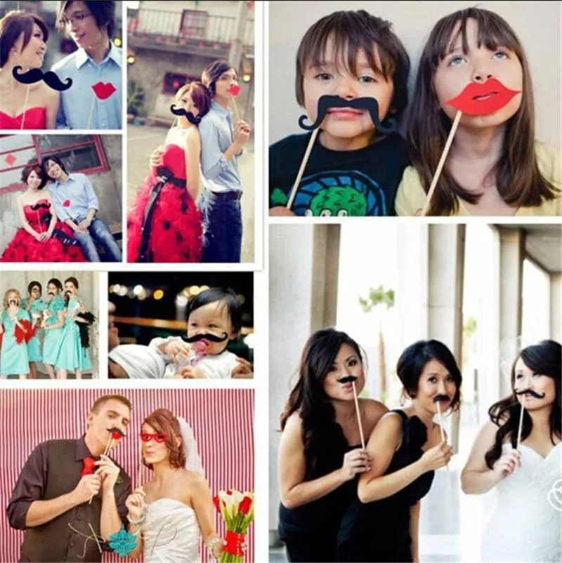58PCs/set Photobooth Props Glasses Hat DIY Mustache Lip On A Stick Mask Wedding Birthday Party Decoration Accessories Supplies | Дом и сад