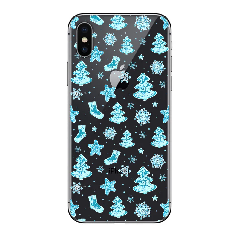 Christmas New Year Cover For iPhone 11 Max Pro XR 8 7 6 6S 5S Plus Cartoon Santa Claus Elk Phone Case For iPhone 11Pro X XS Max