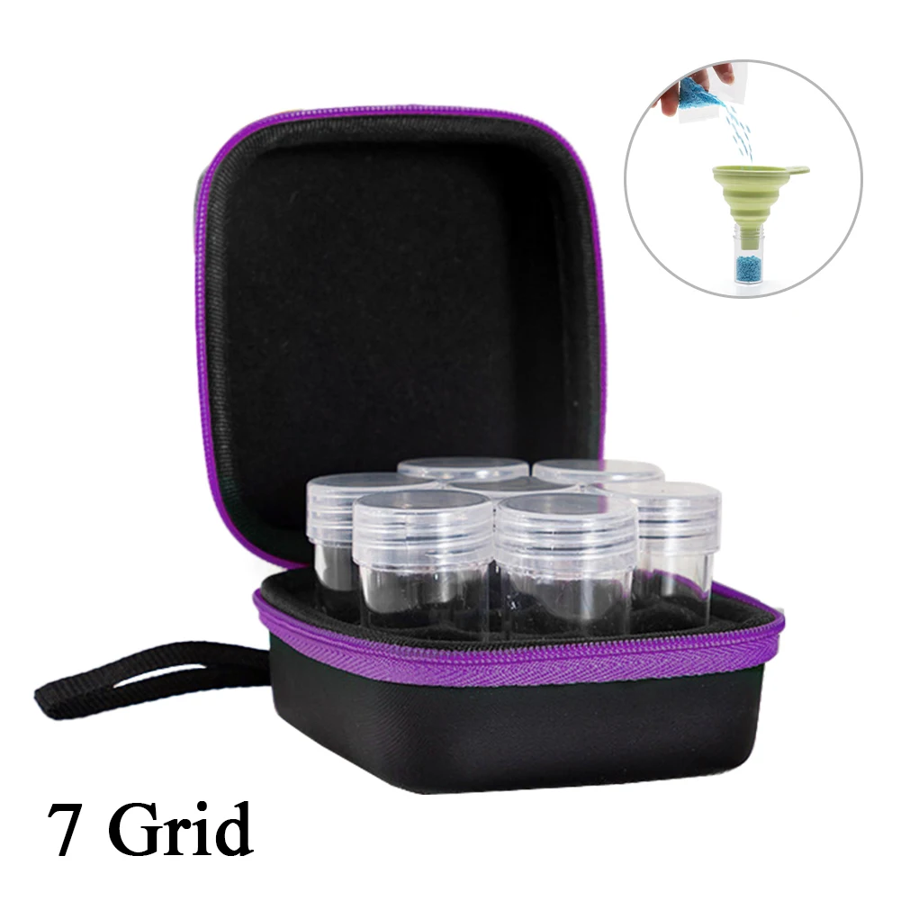 

5D Diamond Painting Accessories Storage Box 7/15/30/60 Slot Beads Storage Container Jar Zippered Case for DIY Diamand Painting