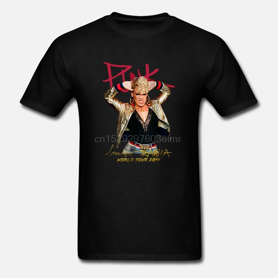 Горячая редкая розовая Красивая травма P! NK футболка World Tour 2019 S 5XL (2)|Мужские