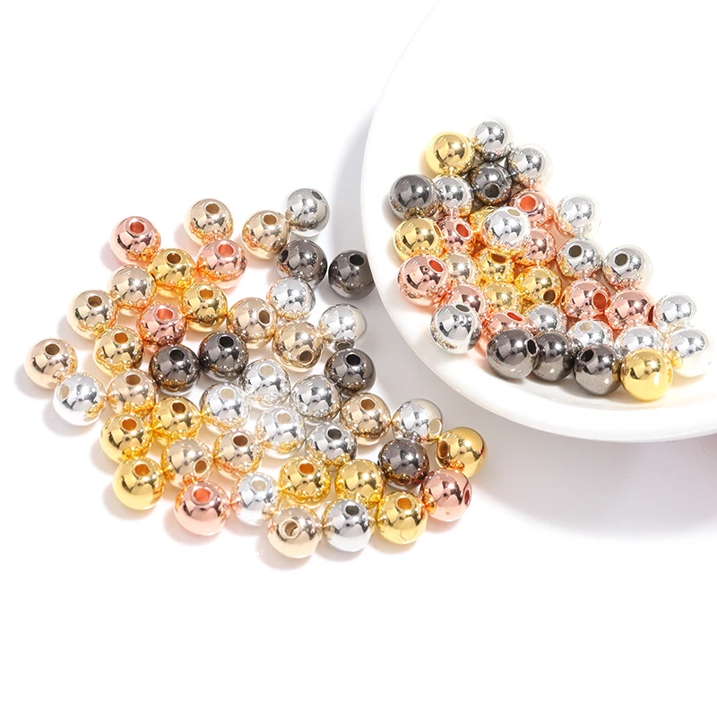3 4 6 7 8 10 12mm 50-500pcs Gold color CCB Ball Beads Round Loose Bead For Making DIY Bracelet Necklace Wedding Jewelry