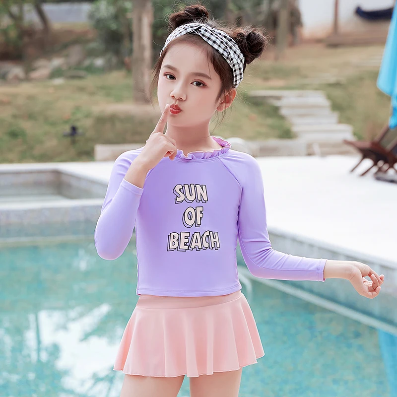 Костюм для плавания из двух предметов девочек новая летняя пляжная одежда детей