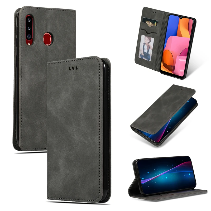 For Samsung Galaxy A20s Case Phone Bag Book Wallet Cover for Retro Business Flip Leather | Мобильные телефоны и