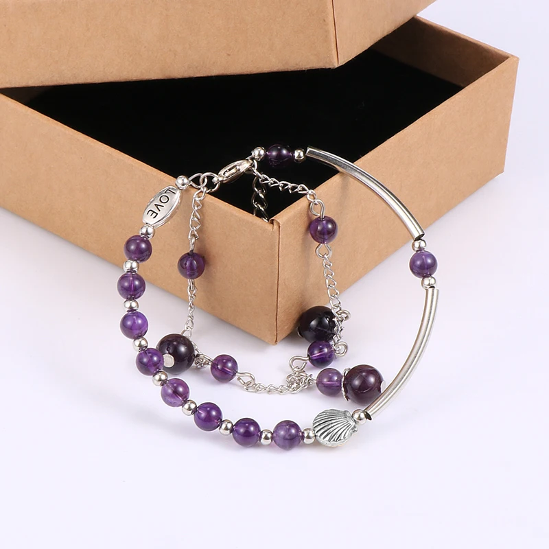 Корейские женские браслеты с натуральным камнем украшенные кристаллами из