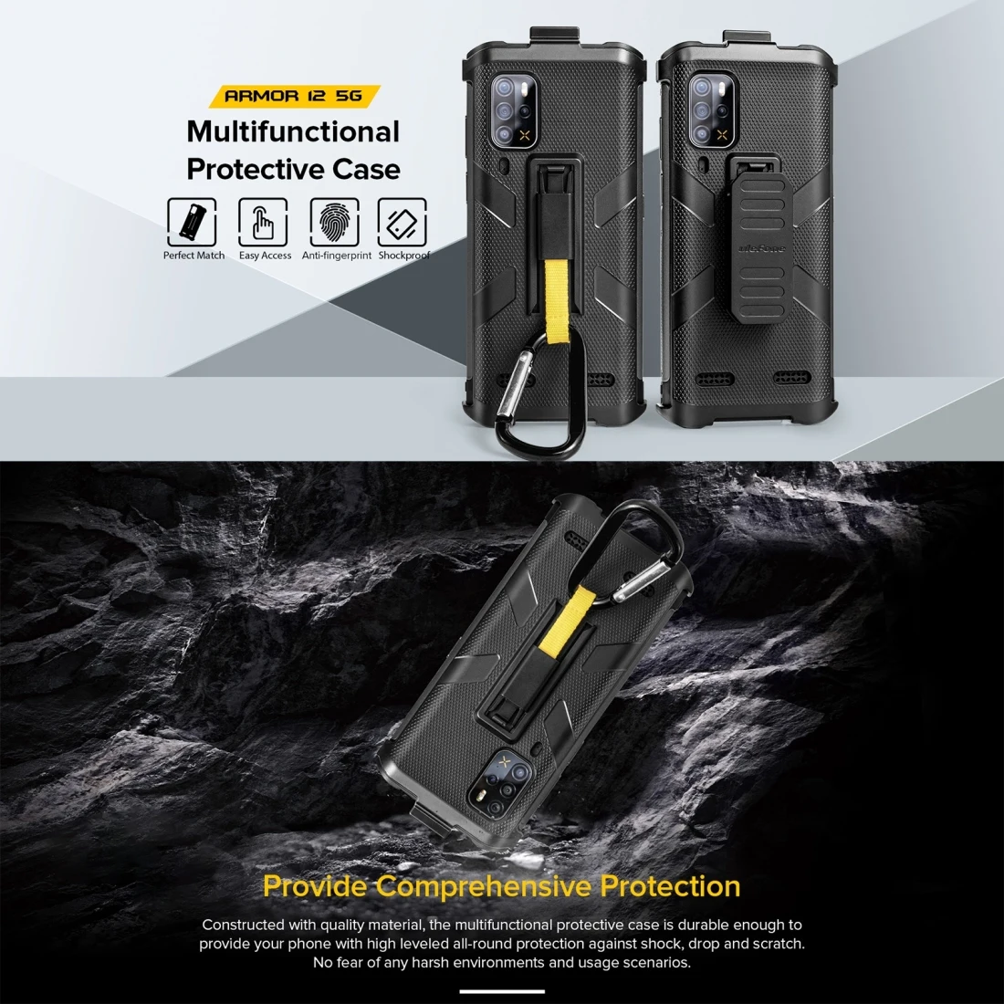 Для Ulefone Armor 12 5G чехол для телефона Многофункциональный ТПУ PC защитный с задней