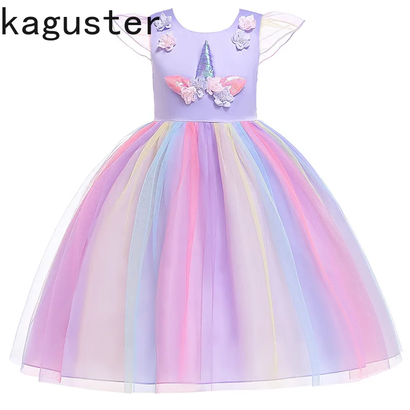 Детское праздничное платье принцессы на день рождения пасхальное с единорогом