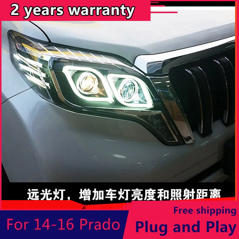 

KOWELL Car Styling Head Lamp for Toyota Prado 2015 Headlight LED Headlight ANGEL EYE LOW BEAM DRL Bi-Xenon Lens HID Whole set