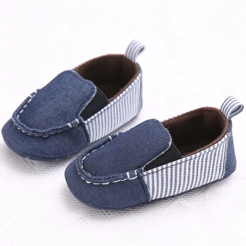 

0-12M Quality canvas shoes Casual Toddlers Baby Boys Girls First Walkers Denim Striped Shoes Infant Baby Shoes