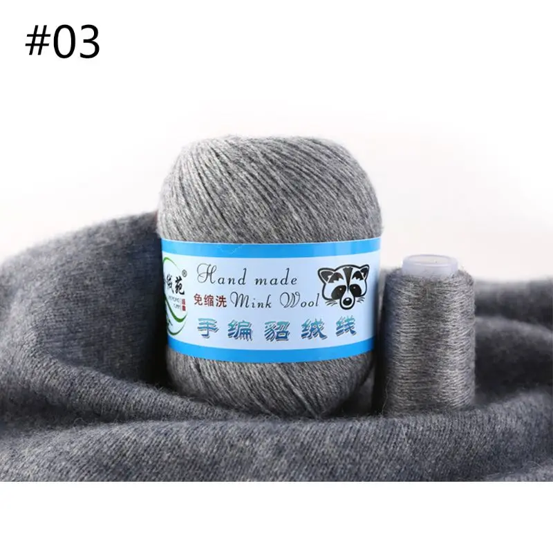 3 50g Soft Mink Wool Yarn Hand-knitted Luxury Cashmere Crochet Knitted Crochet Knitting Scarf M0XD - Color: 3
