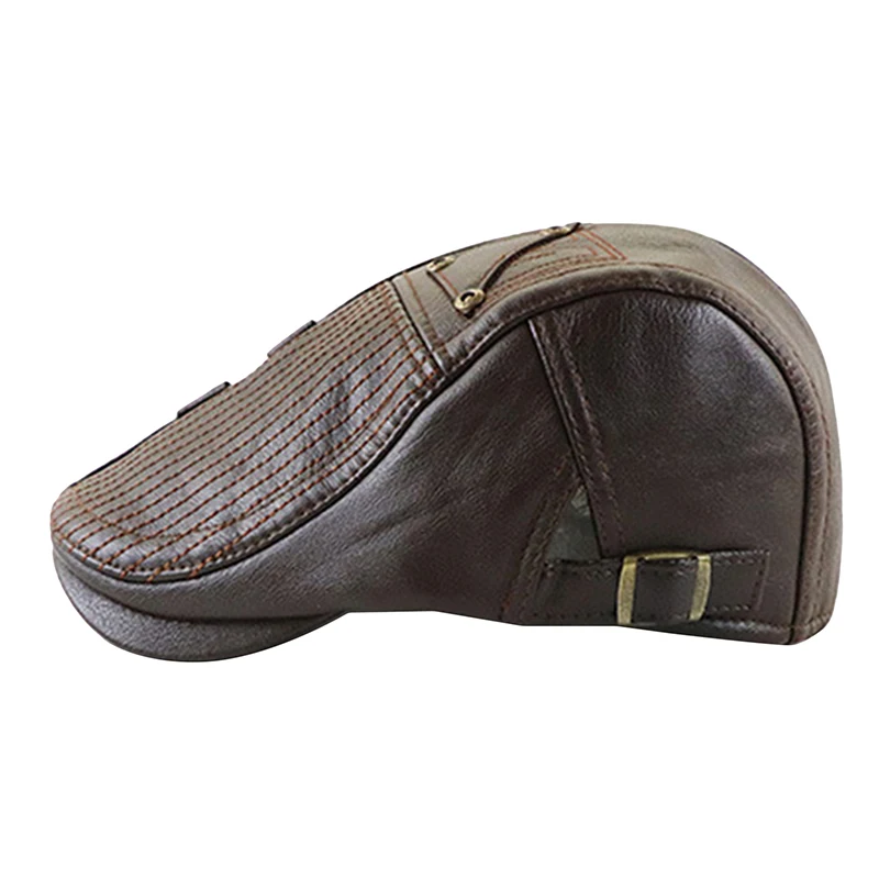 Кепка с козырьком для мужчин среднего возраста из искусственной кожи однотонная