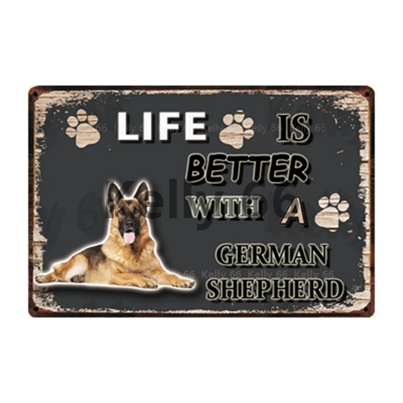 [Kelly66] собака жизнь лучше с немецким овчаром ирландский терьер Металлический Знак