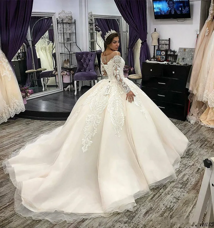 Роскошные кружевные свадебные платья 2021 robe de mariee бальное платье с длинным