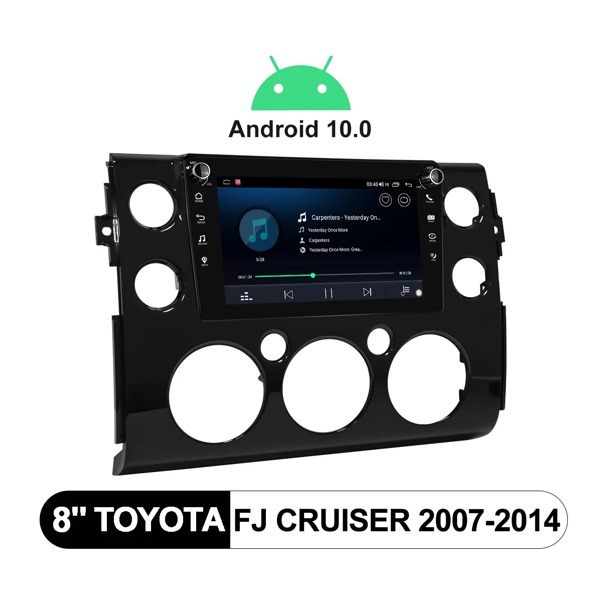 구매 무선 카플레이 자동차 멀티미디어 플레이어, 라디오 테이프 레코더 1 Din 8 인치, 토요타 FJ 크루저 2007-2014 안드로이드 10 차량 음악 시스템