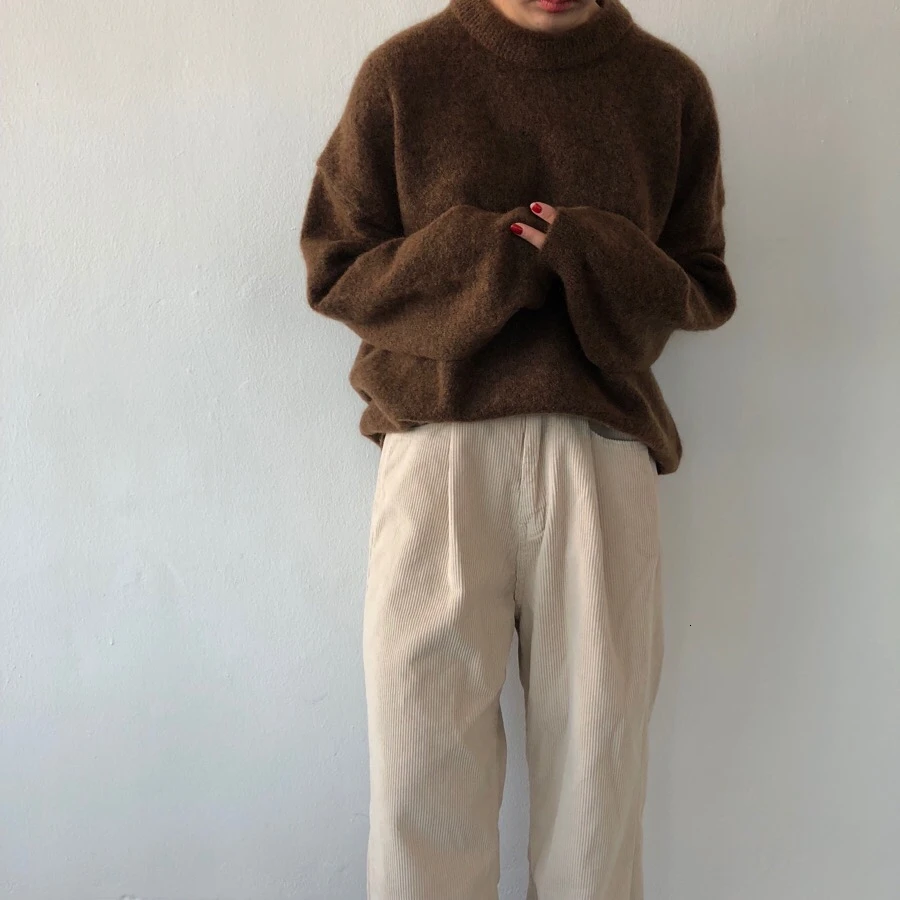 Осень-зима 2019 розовый свитер Женский пуловер с круглым вырезом мягкий вязаный