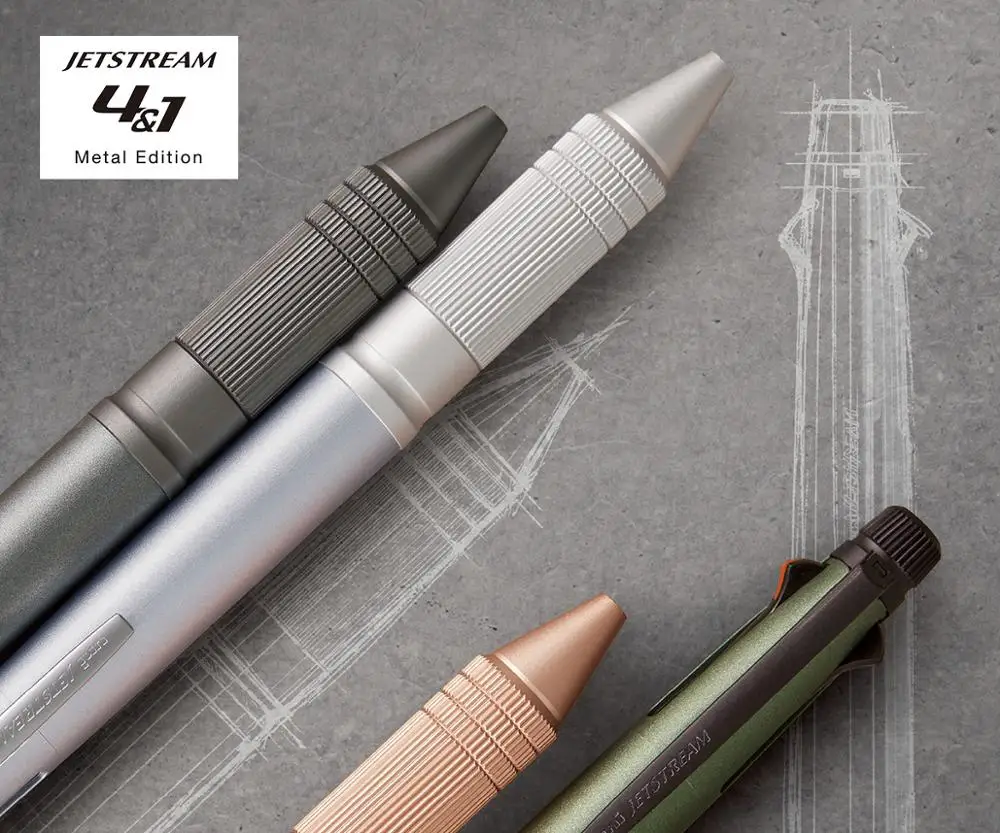 Япония uni MSXE5 2000A 05 Metal Edition 4 + 1 JETSTREAM шариковая ручка механический карандаш Бизнес
