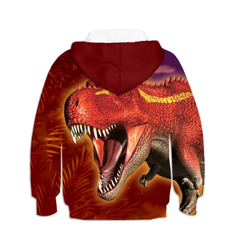 

Spring Boy Girl 4 To 14 Y Thin Hoodie Animal Dinosaur 3d Print Boys Pullover Polyester Children Long Sleeve Casual Tops Clothes