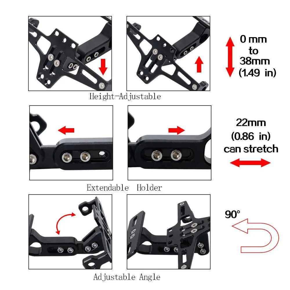 

Universal CNC Motorcycle Rear License Plate Holder Mount with Turn Signal Light License Plate Frame Bracket Stand for All Car