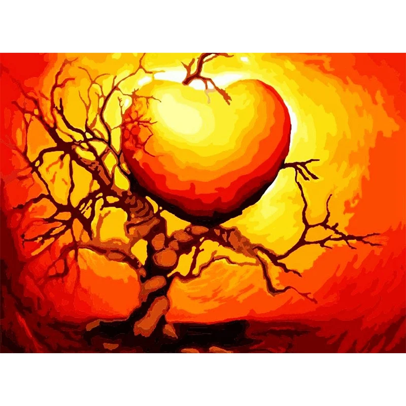 Алмазная 5d живопись сделай сам вышивка сердце и дерево алмазная круглая стразы