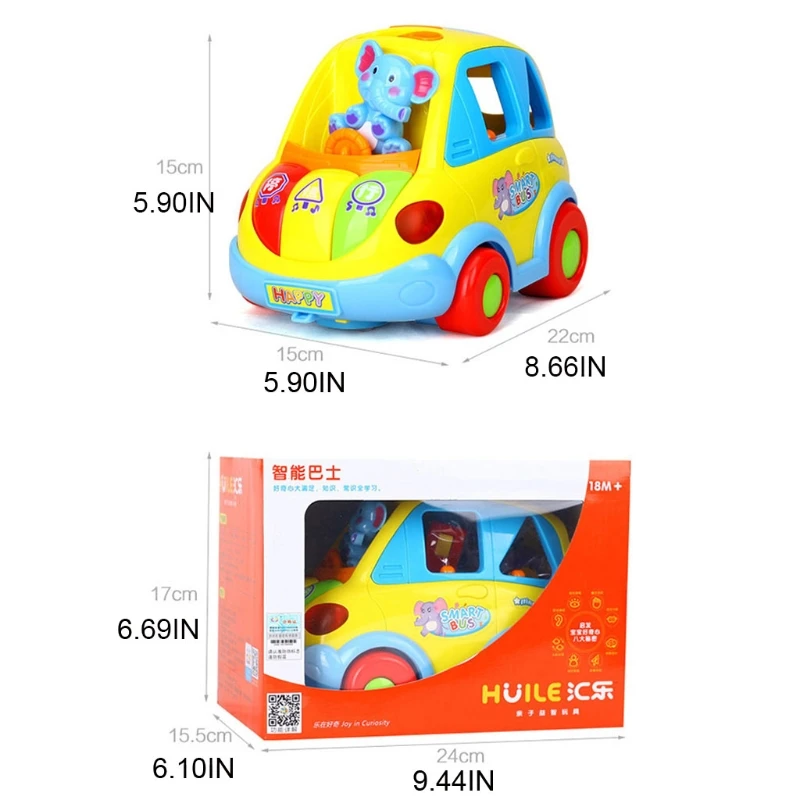 

P15C Musical Shape Smart Bus Elephant Driver Enlightenment Vehicle for Preschoolers with 5 Different Stereoscopic Squares