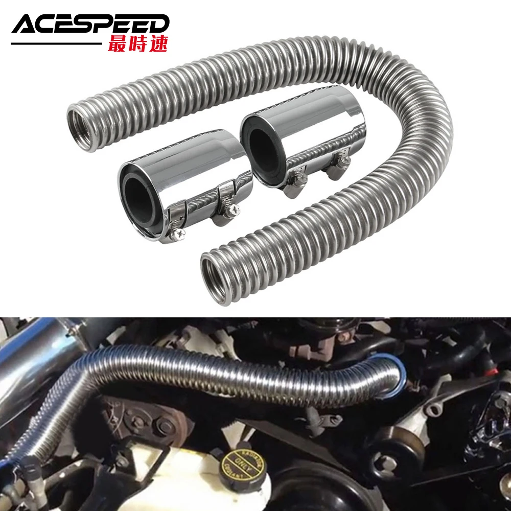 

Flexible Upper/Lower Car Radiator Hose Kit and Stainless Steel With Chrome-Plated Cap 24" (61cm) 36" (91cm) 48" (122cm)