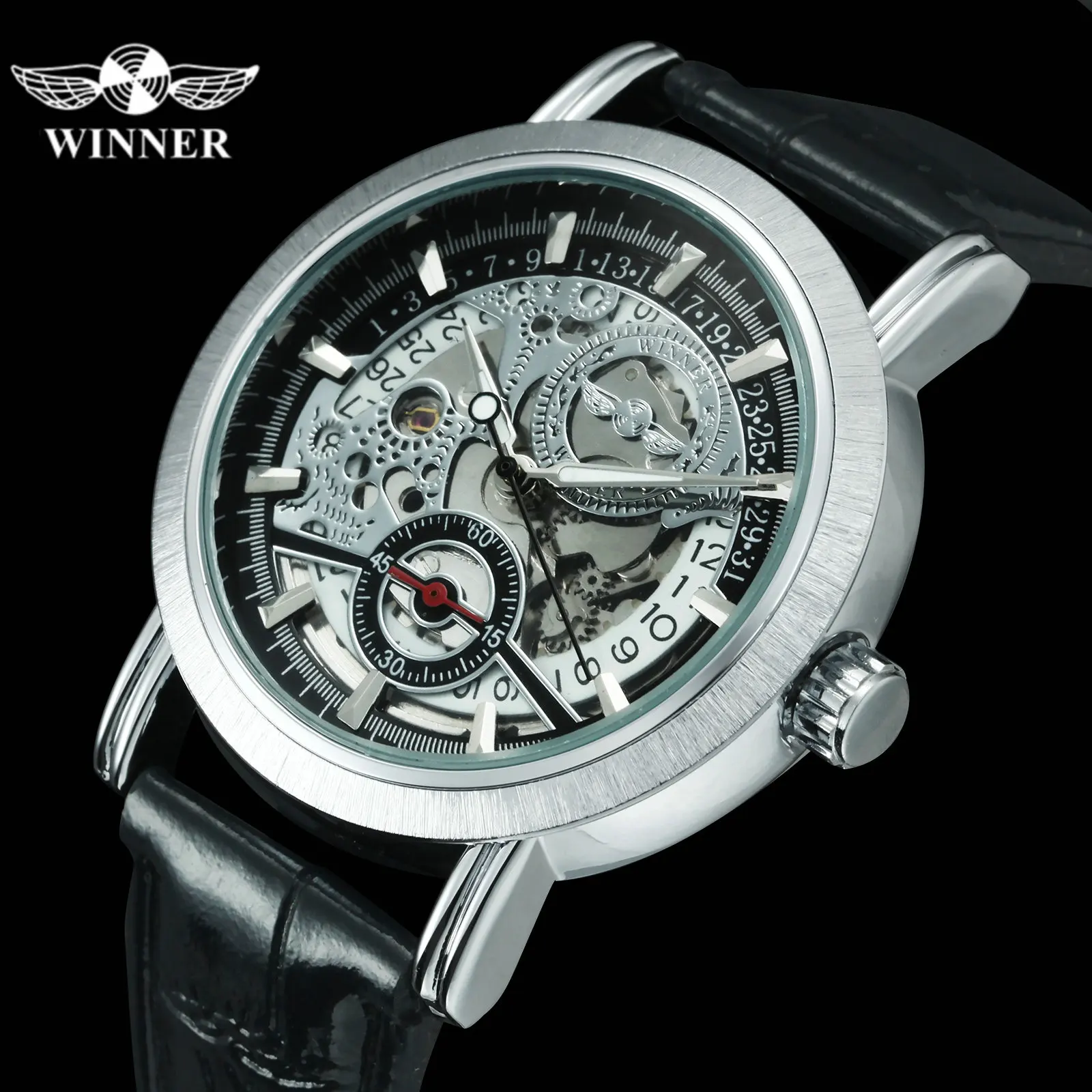 Часы наручные WINNER Мужские механические брендовые Роскошные модные ультратонкие