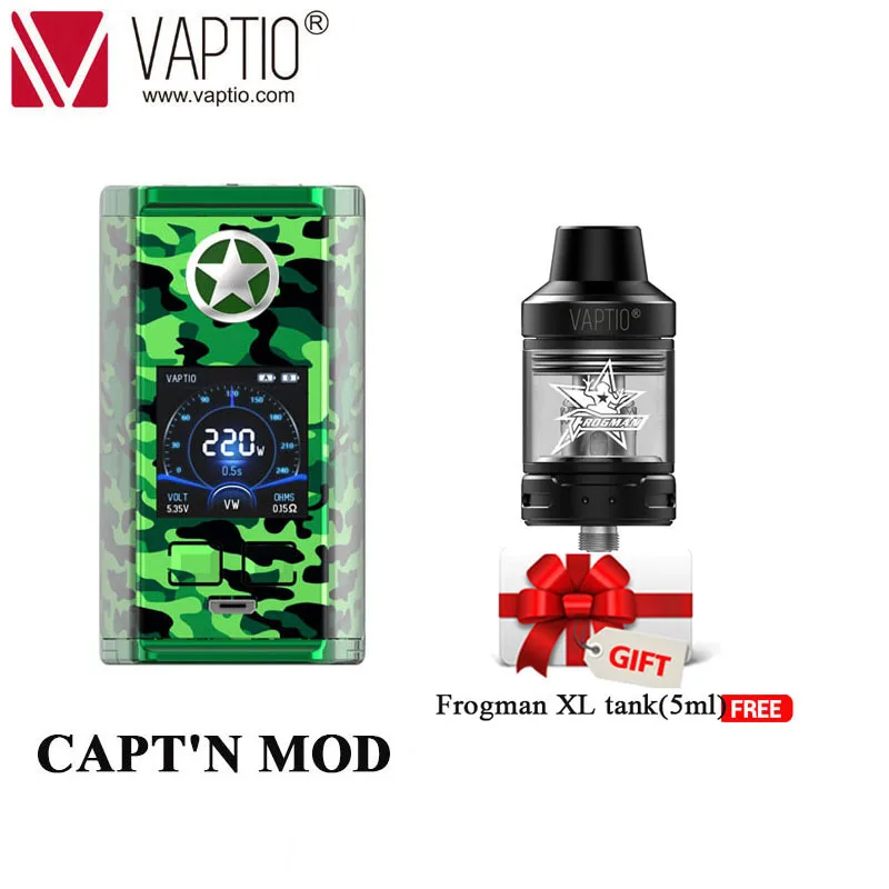 【Clearance】подарки Vape мод Vaptio N1 Pro2400W бокс мод для электронных сигарет Поддержка 2X18650 батареи без батареи - Цвет: Green with Tank