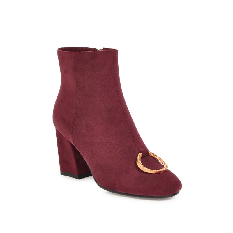 Большие размеры Ботинки с квадратным носком и металлическими пуговицами Женская