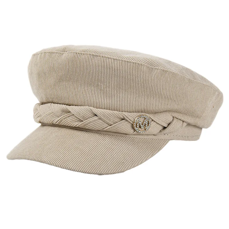 

New Women Vintage Beret Hat Autumn Winter Corduroy Gorras Planas Casual Newsboy Cap