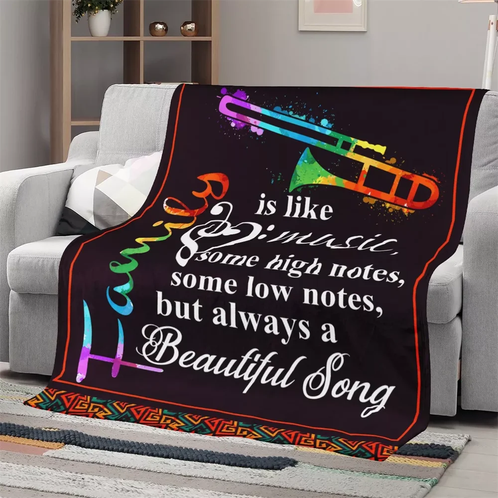 

Красочное плюшевое одеяло с музыкальным узором для кровати, дивана, флисовое покрывало, зимнее покрывало, толстое прямоугольное одеяло s