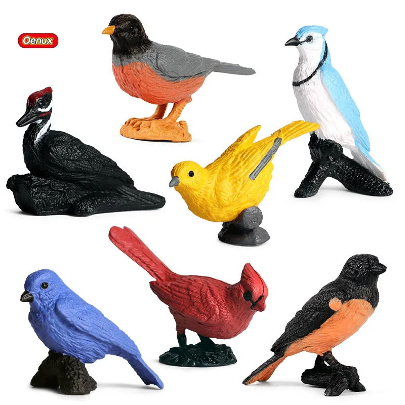 

Oenux Small Size Bird Animals Toucan Woodpecker Parrot Eagle Action Figure Miniature Model PVC Home Garden Decoration Toy