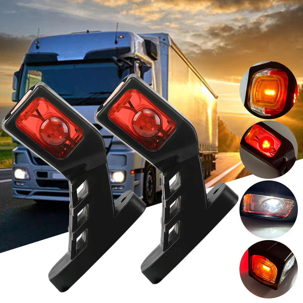 

2PCS 12-24V Trailer Side Marker Lighting 3 Colors 9LED Outline Marker Truck Light Van LED Lights Trailer Side Marker Light