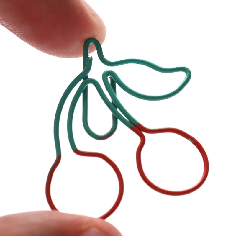 

New 25pcs Cherry Metal Paper Clip Decorative Bookmark Clips Office Stationery