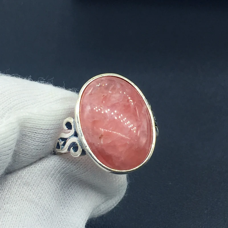 Женское кольцо родоchrosite CSJ вечернее из натурального серебра 13*18 мм для свадьбы