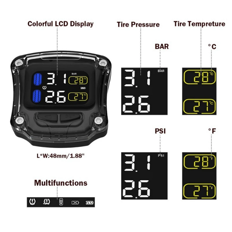 M3 система контроля давления в шинах TPMS беспроводная мотоцикл шины двигатель Fatbike