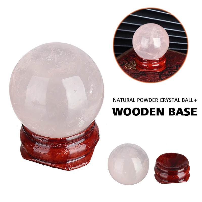 

1pc 30mm Pink Crystal Ball Pink Rose Quartz Crystal Healing Ball Sphere + Stand Home Ornaments
