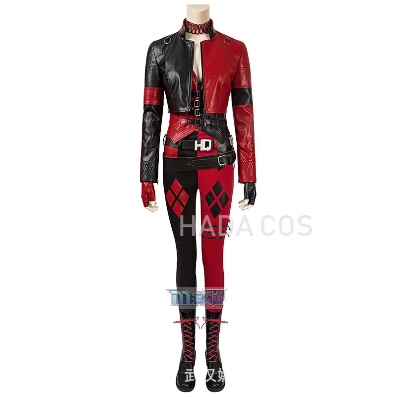 Костюм Харли из супергероя Квинна для косплея жакет искусственной кожи Джокера