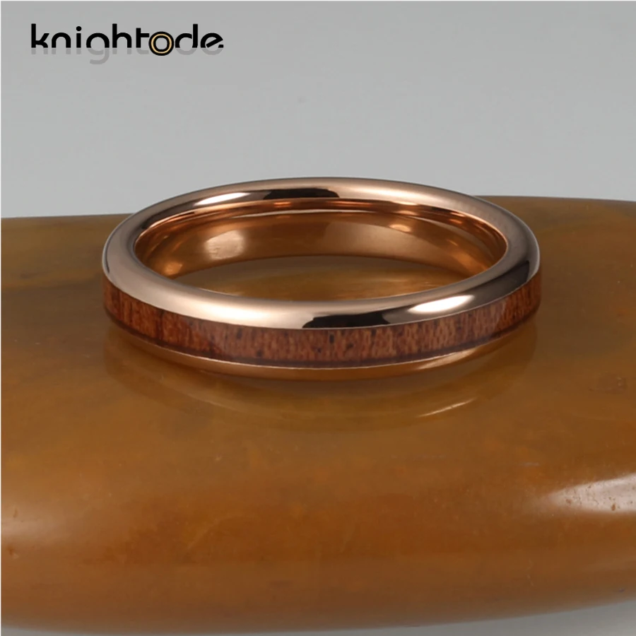 4 мм розовое золото Вольфрам обручальное кольцо из натурального дерева КОА для