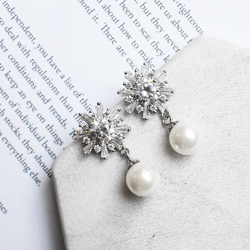 Женские серьги с пресноводным жемчугом ZOBEI из серебра 925 пробы резьбой по жемчугу