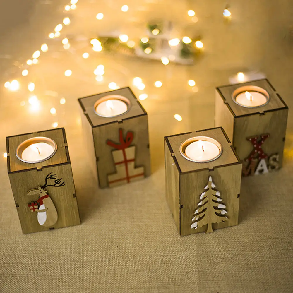 Рождественский деревянный подсвечник для стола подсветильник чник чая