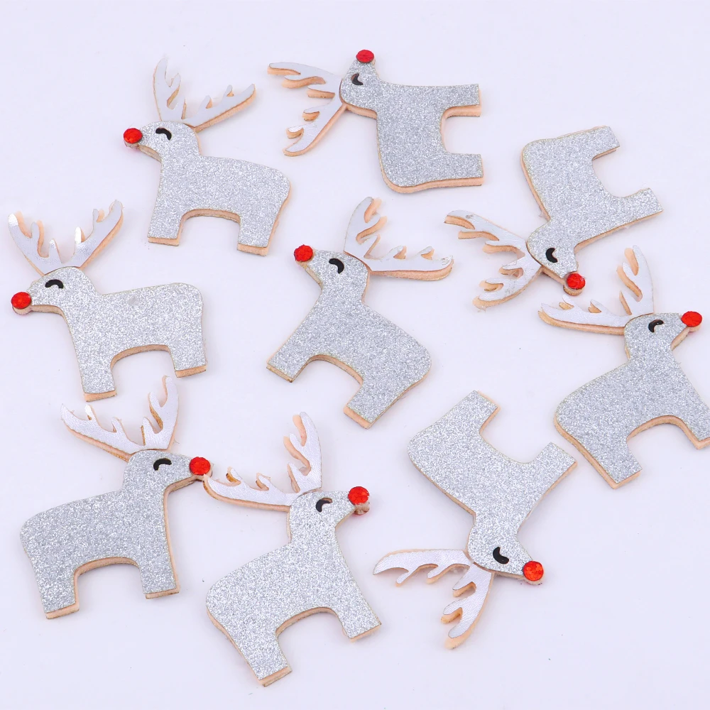 

10pc Glitter Deer Elk Fashion Padded Appliques For Craft Clothes Sewing Supplies DIY Hair Clip Accessories Christmas Party Decor