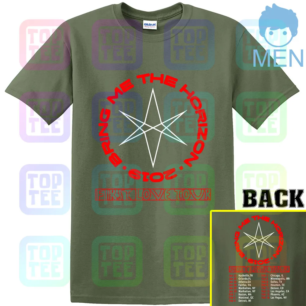 Армейский зеленый Редкие товары Bring Me the Horizon First Love tour футболка S-3XL - Цвет: Армейский зеленый