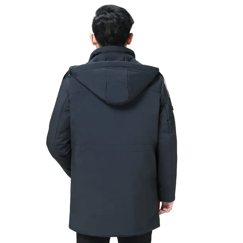 Men Winter Parkas Warm Thick Lightweight Hooded Puffer Basic Coat Man Black Gray Hood Quilted Liner Detachable Jacket Outerwear
