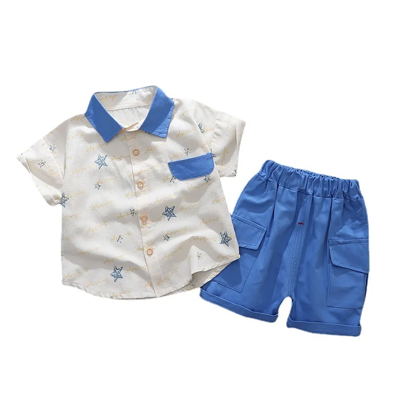 

Infant Kids Fashion Clothing Summer Children Shirt Shorts 2Pcs/sets Casual New Baby Boy Print Clothes Toddler Cartoon Tracksuits