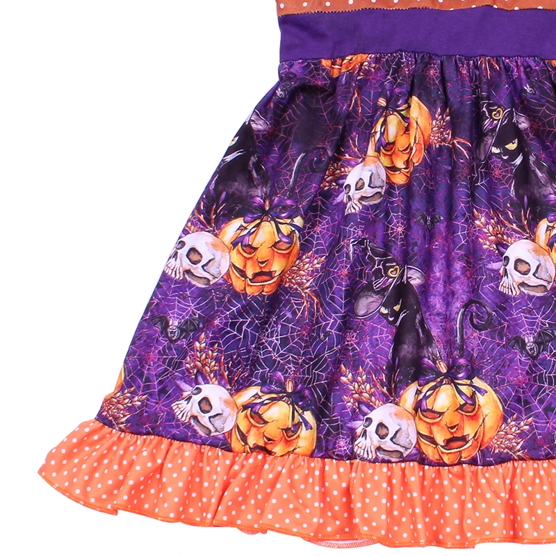 Платье для девочек с потрясающим рисунком милое платье в горошек Хэллоуина