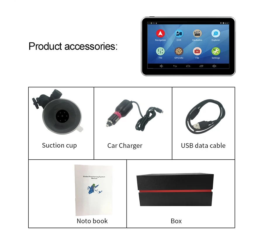 7 дюймов Android Bluetooth wifi Quad-core 1,3 ГГц gps навигации 1080p Камера Регистраторы автомобиля gps навигатор 1080P Запись автомобильного видеорегистратора